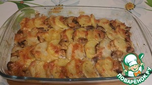 Картошка в духовке со свининой и грибами