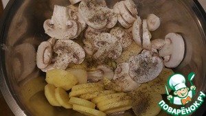 Картошка в духовке со свининой и грибами
