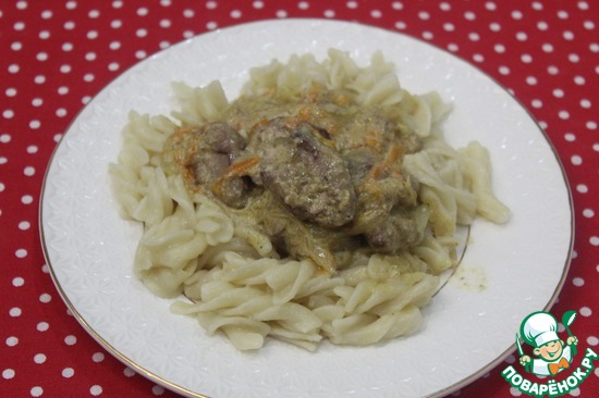 Пикантная куриная печень в сырном соусе по рецепту Иришки Ируня https://www.povarenok.ru/recipes/show/54387/