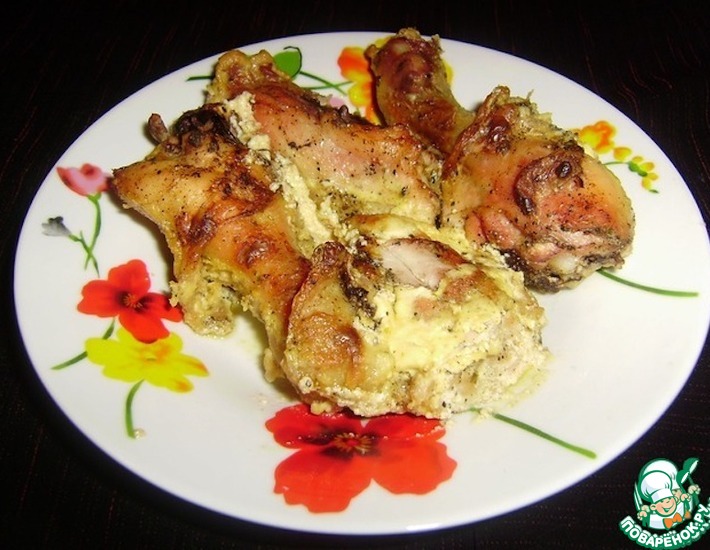 Рецепт: Тушеная курица в сметане