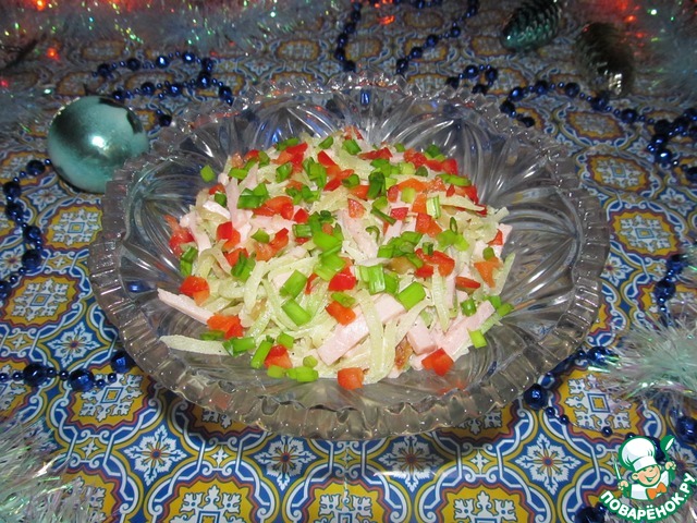 Праздничный салат из зеленой редьки