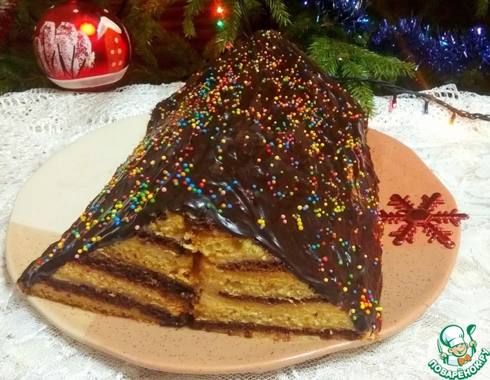 Бисквитный торт Елка из крема
