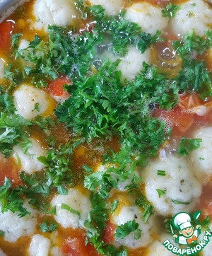 Рыбный суп с сырными шариками Моцарелла Рыбный суп с сырными шариками Моцарелла