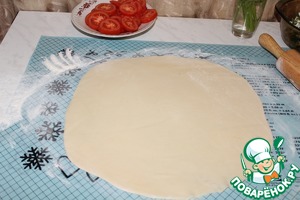 Открытый пирог с курицей и овощами