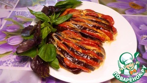 Баклажаны запеченные в духовке с сыром и помидорами веером