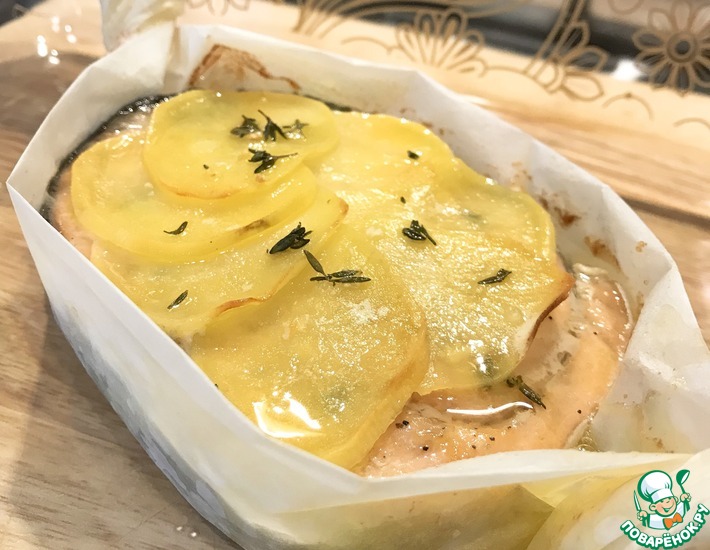 Рецепт: Запечённая форель с картофелем и тимьяном
