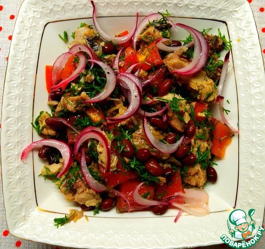 Сочный салат с фасолью и тунцом" по рецепту natalipiknik17