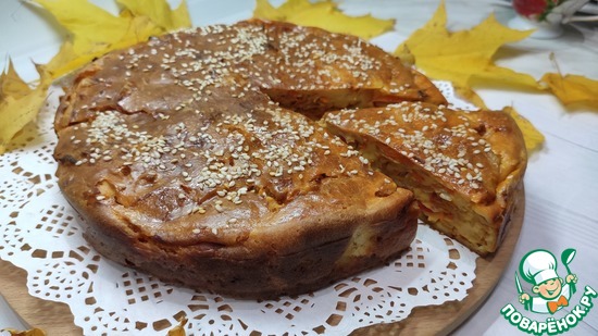 Заливной пирог с капустой и грибами