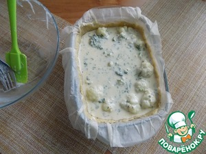 Киш с цветной капустой и семгой, пошаговый рецепт с фото