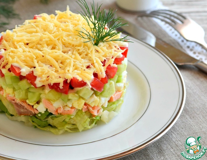 Рецепт: Салат с рыбой и овощами