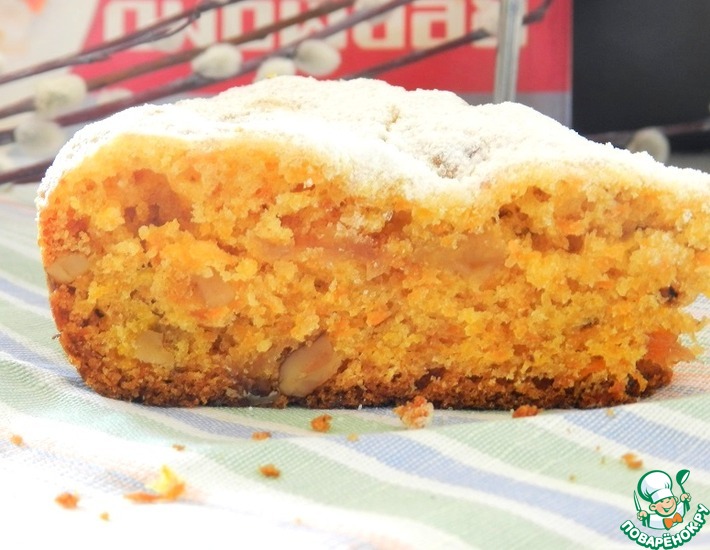 Рецепт: Постный морковный пирог с яблоками