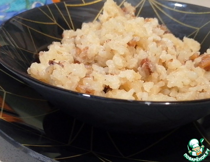 Рецепт: Пудинг из риса с орехами и изюмом