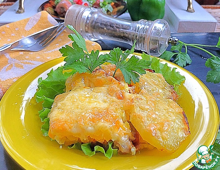 Рецепт: Запеканка с рыбой и картофелем «Нежная»