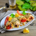 Шашлык из индейки в кабачке с апельсином