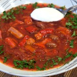 Борщ с фасолью и болгарским перцем