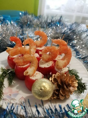 Помидоры с творожным сыром и креветками – кулинарный рецепт
