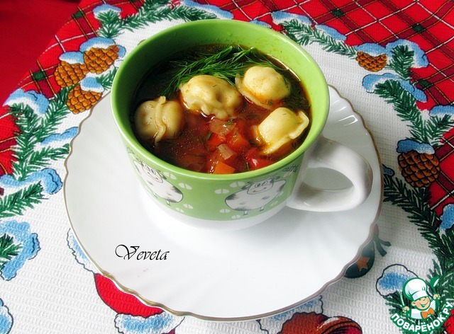 Суп с пельменями по-узбекски