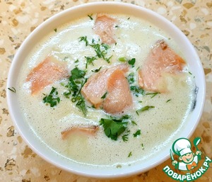 Рыбный крем-суп с пореем Пармезан