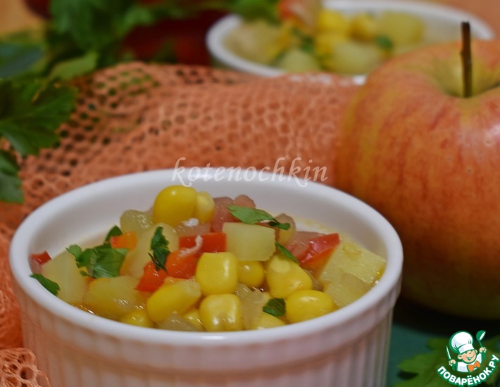 Рецепт: Суп с кукурузой и яблоком