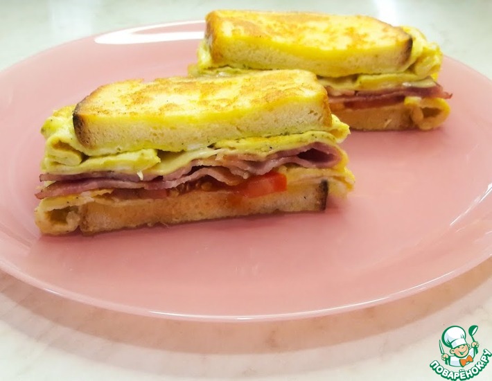 Рецепт: Горячий сэндвич на сковороде с яйцом