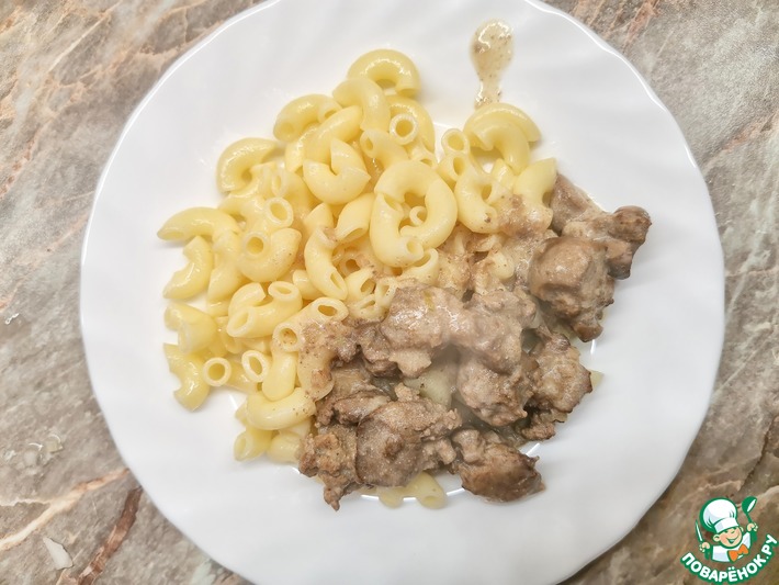 Куриная печень со сметаной и луком кулинарный рецепт