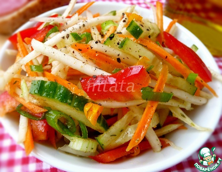 Ингредиенты для «Корейский салат с кальмарами и огурцами»:
