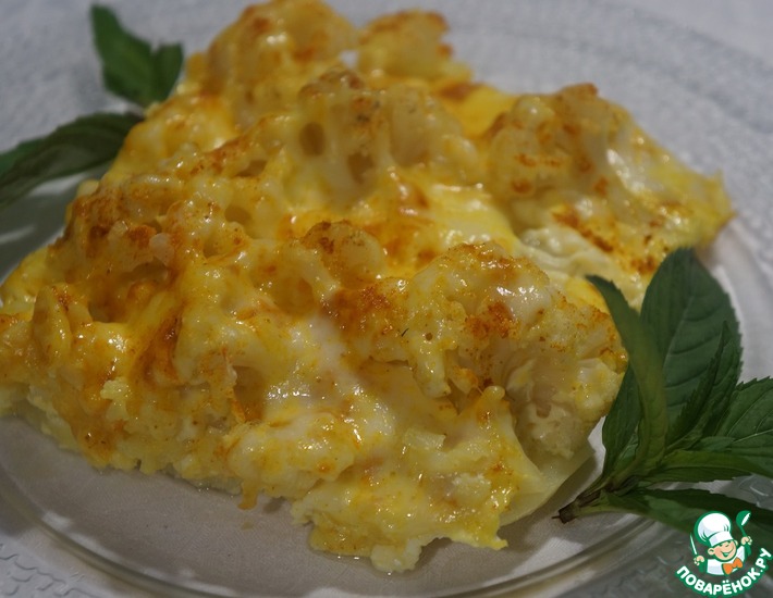 Рецепт: Цветная капуста с картофелем запеченная в духовке