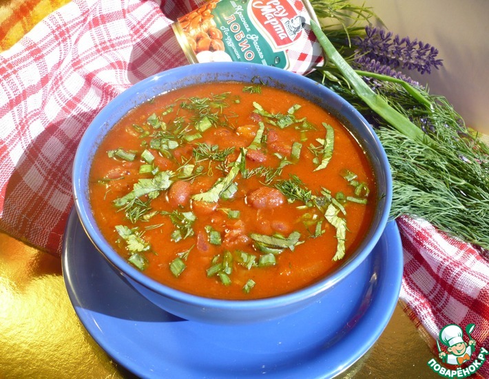 Рецепт: Томатный суп на говяжьем бульоне