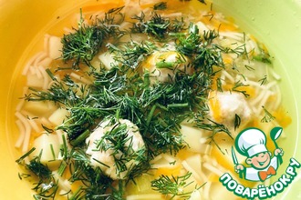 Рецепт: Суп лапша с фрикадельками и сельдереем
