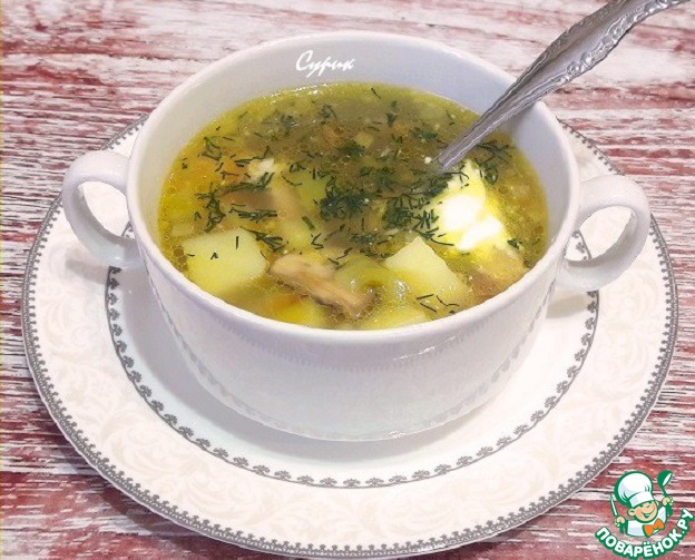 Пошаговый рецепт ленивого грибного супа со сладким перцем