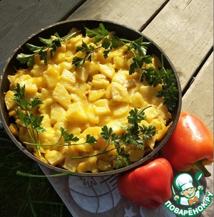 Индейка с грибами и картофелем в мультиварке