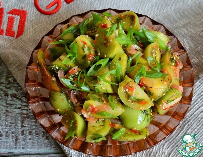 Обалденно вкусная закуска из зелёных помидоров (специально покупаю зелёные помидоры)