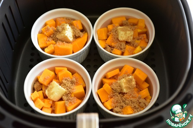 тыква в духовке кусочками в горшочке