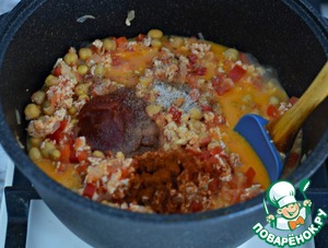 Спагетти с нутом и мясным фаршем в томатном соусе в мультиварке, пошаговый рецепт с фото