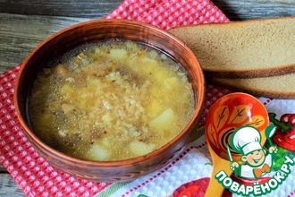 Рецепт: Бурый рисовый суп с солёными груздями