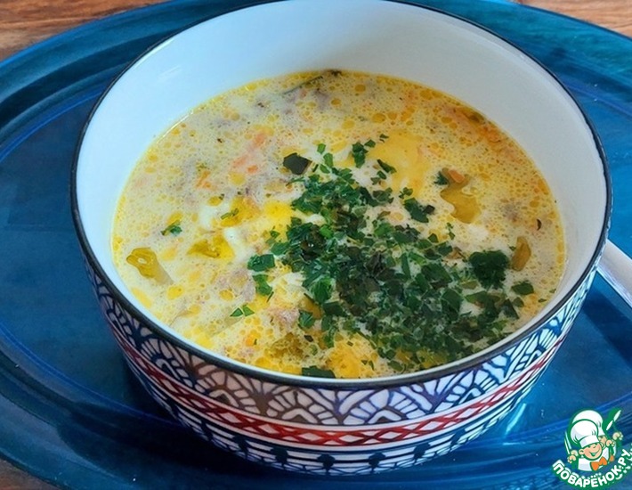 Рецепт: Сырный суп с фаршем