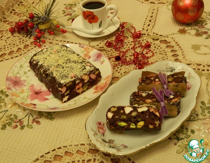 Рецепт: Десерт из шоколада с орехами Праздничный