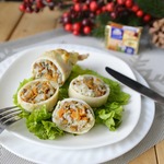 Фаршированный кальмар под сырно-сливочным соусом