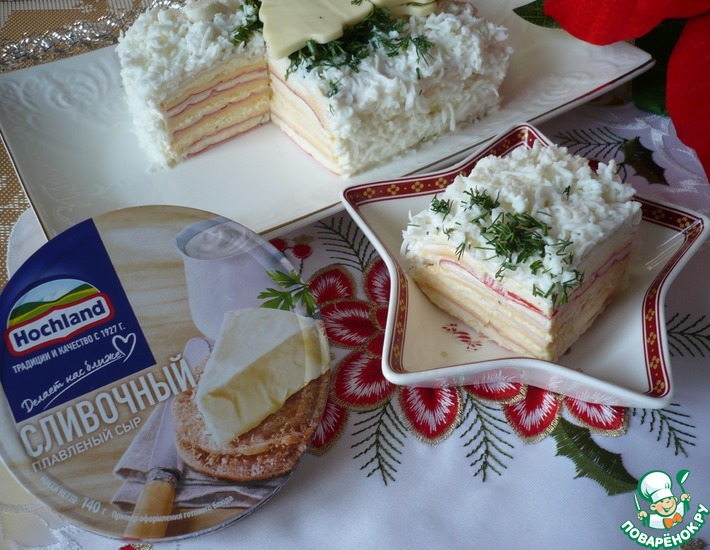 Рецепт: Праздничная новогодняя закуска с плавленым сыром