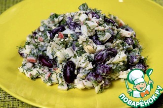 Рецепт: Салат с крабовыми палочками и красной фасолью