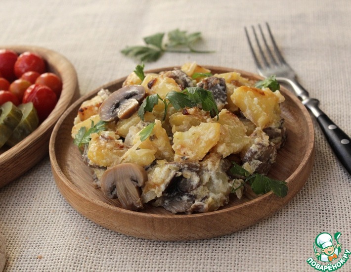 Рецепт: Картофель с грибами в сметане