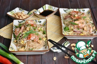 Рецепт: Жареная лапша по-тайски с морепродуктами