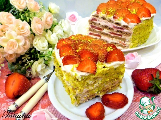 "Творожно-клубничный торт на хлебцах"