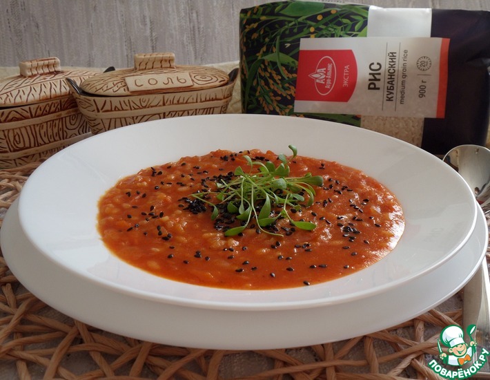 Рецепт: Постный томатный суп с рисом