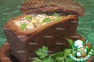 Рецепт: Суп грибной в бородинском хлебе “Матулин кошик”