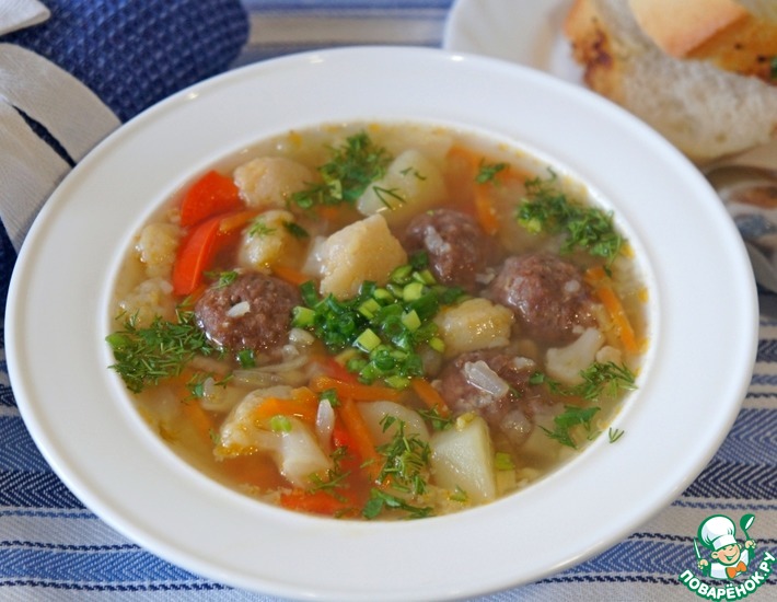 Рецепт: Овощной суп с фрикадельками