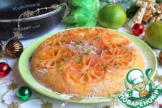 Рецепт: Пирог с зелеными мандаринами на сковороде