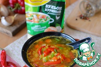 Рецепт: Пряный суп с чечевицей и перцем
