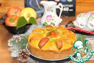 Рецепт: Тыквенно-творожный пирог с яблочной начинкой