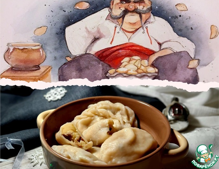 Рецепт: Вареники Пацюка с картофелем, салом и вешенками